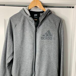 Adidas Men’s XL Grey Full Zip Hoodie – Climalite
